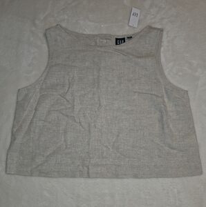 Gap Linen Blend Shell Cropped Tank Top Size Medium Beige NWT